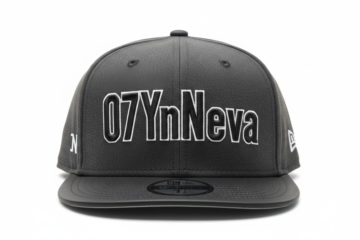 Neva new era flat Beal fitted hat with 07YnNeva on the front